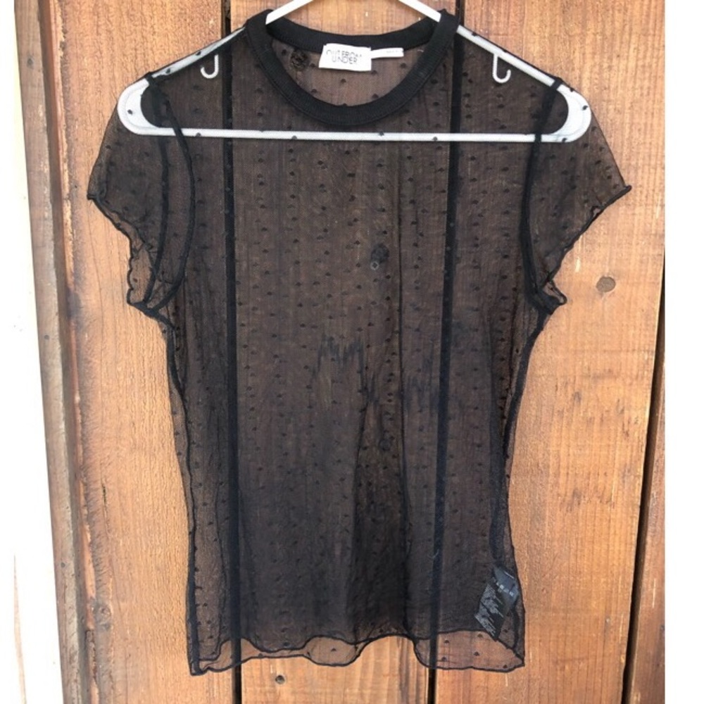 Urban Outfitters sheer black shirt polka dots